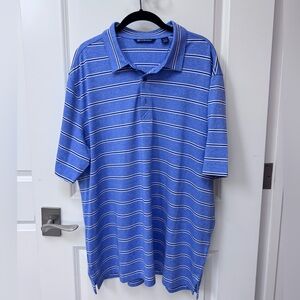 Cutter & Buck Blue and White Striped Polo